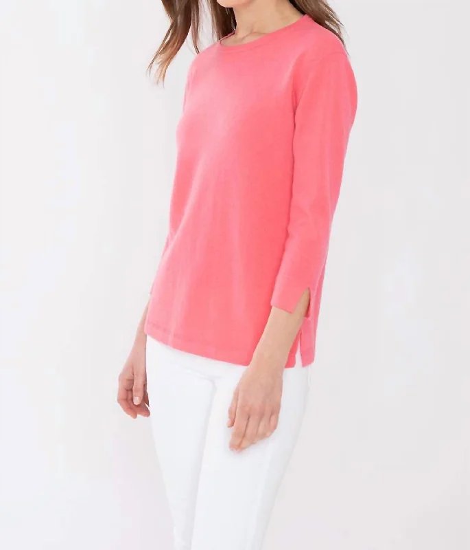 Crewneck Cashmere Sweater In Flamingo