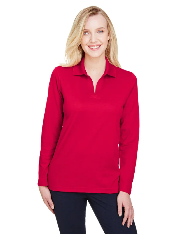 Devon & Jones DG20LW CrownLux Performance Ladies' Plaited Long Sleeve Polo