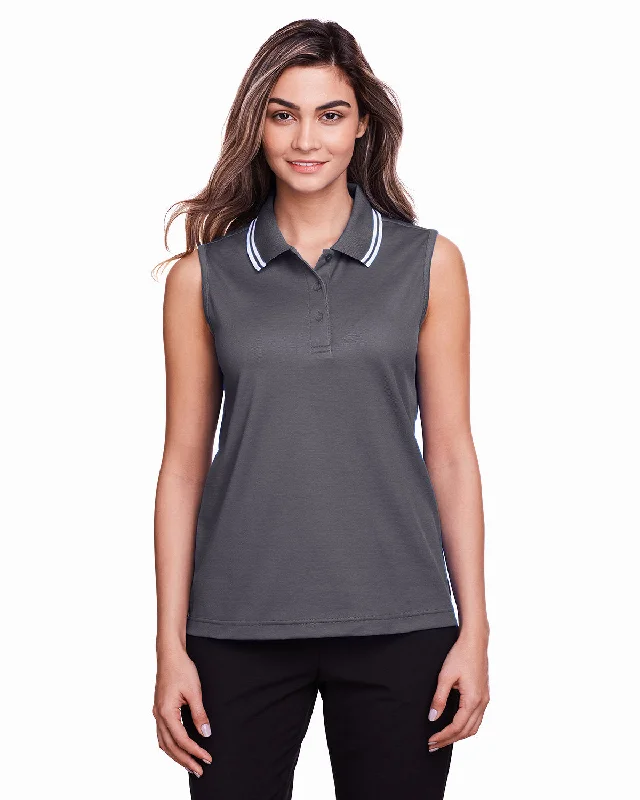 Devon & Jones DG20SW Ladies' CrownLux Performance Plaited Tipped Sleeveless Polo