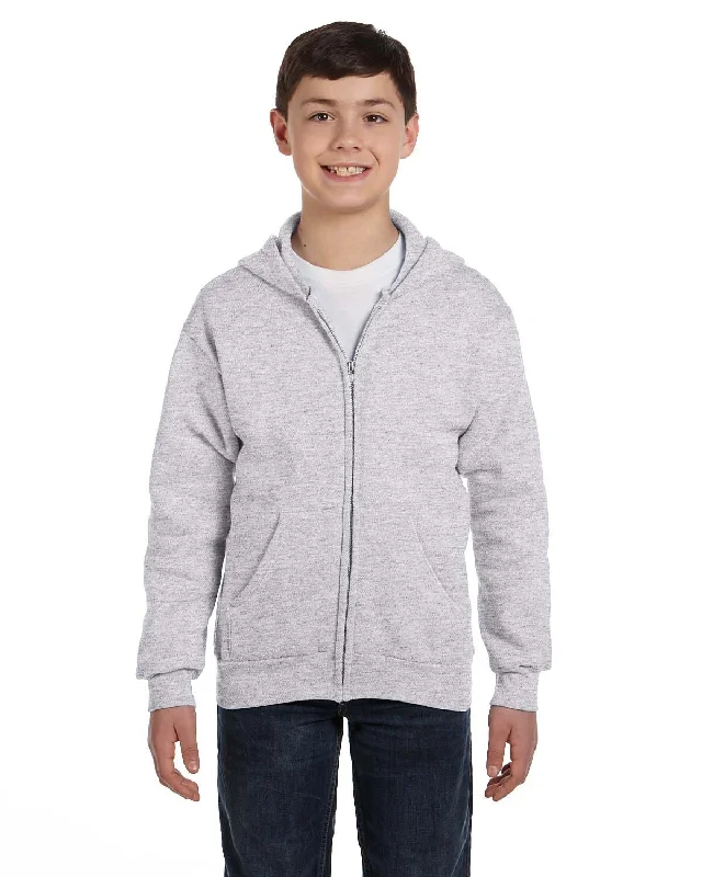 Hanes P480 Youth EcoSmart 50/50 Full-Zip Hooded Sweatshirt